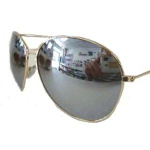 Aviator Sunglasses Oversized Silver Mirrored Lens Gold Frame